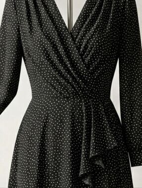 Jamie Polka Dot Pleated Midi Dress - Elegant Wrap Style
